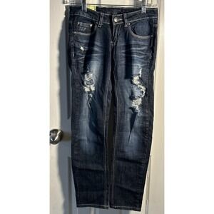 Machine Jeans Womens‎ 26/1 Blue Skinny Nouvelle Mode Low Rise Dark Wash Denim